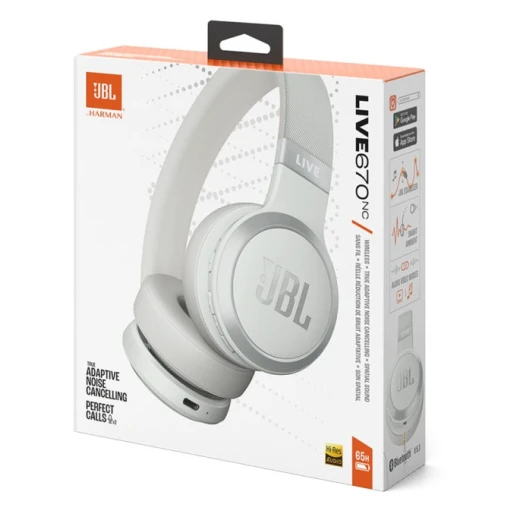 سماعات رأس JBL Live 670NC اللاسلكية على الأذن بيضاء - خاصية إلغاء الضوضاء - جي بي ال - Image 3