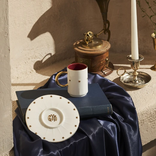 طقم فنجان قهوة اسبريسو كاراجا جمهور 2 قطعة 80 مل - أبيض وذهبي - كراجا - Image 6