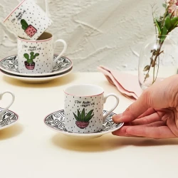 Karaca Kaktus 6-Person Coffee Cup Set - 12 Pieces