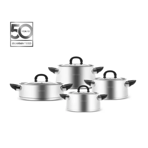 طقم أواني طهي من الفولاذ المقاوم للصدأ Karaca Tokyo PowerSteel 316+ مكون من 8 قطع طقم أواني طهي من الفولاذ المقاوم للصدأ Karaca Tokyo PowerSteel 316+ مكون من 8 قطع