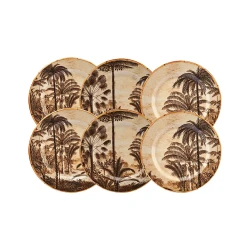 Karaca Palmiye 6-Piece Ceramic Pasta Plate Set - 19.5 cm