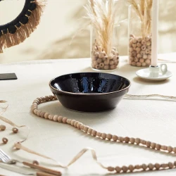 Karaca Calvin Black Ceramic 24cm Large Bowl - Modern Design