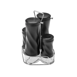 Karaca Tottori Black Glass Spice Jar Set - 4 Pieces