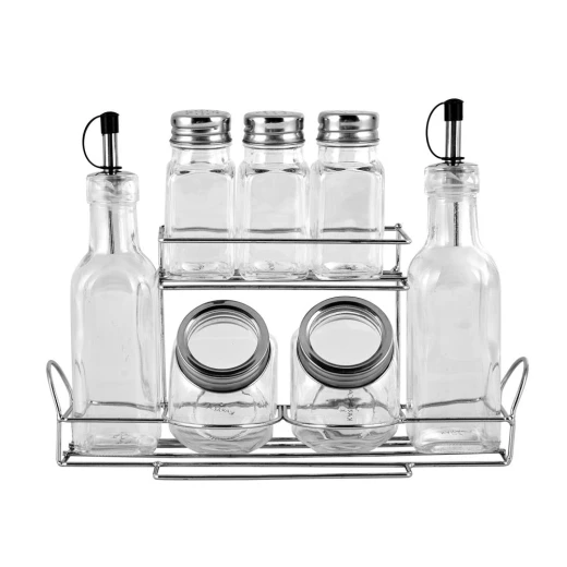طقم برطمانات توابل زجاجي من كاراجا كورنر لاين 8 قطع - شفاف طقم برطمانات توابل زجاجي من كاراجا كورنر لاين 8 قطع - شفاف