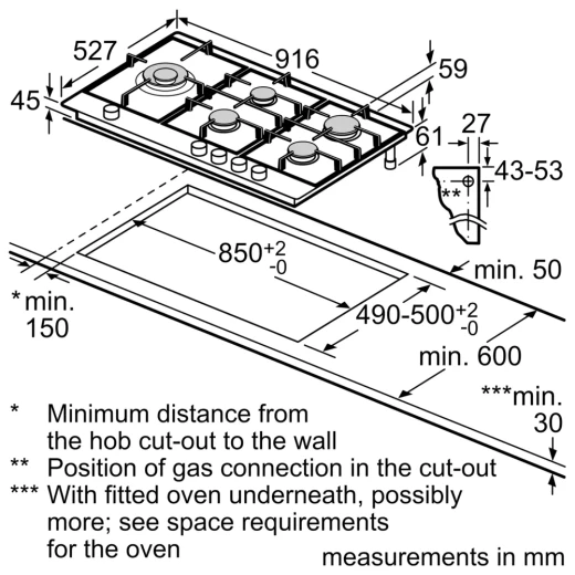 Bosch Series 8 90cm Gas Hob Ceramic Black Cooktop 5 Burners - BOSCH - Image 4