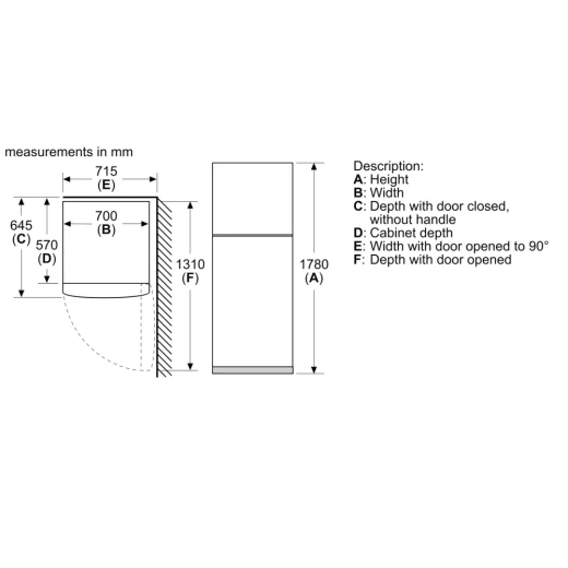 ثلاجة بوش KDN43VL2M8 ستانلس ستيل 178 سم VitaFresh وإضاءة LED - بوش - Image 2