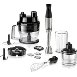 خلاط يدوي بوش ErgoMaster Series 6 MSM6M8X1، شفرات من الفولاذ المقاوم للصدأ، وصلة سيراميكية مقاومة للتآكل، تبريد هوائي، مفرمة، قاطع مكعبات، مضرب، بقدرة 1200 واط