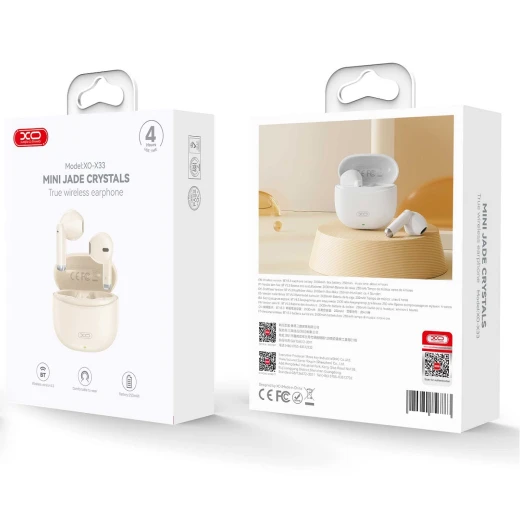 XO X33 Beige Wireless Bluetooth Earphones with Charging Case - XO - Image 2