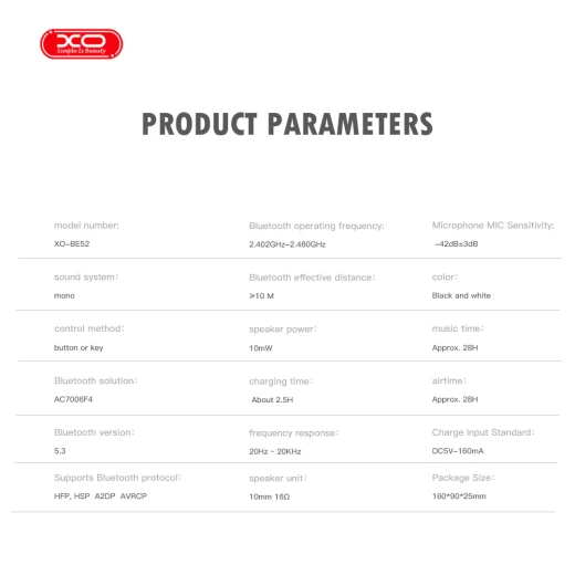 XO BE52 On-Ear Bluetooth Headset - Black - 28H Playtime - XO - Image 2