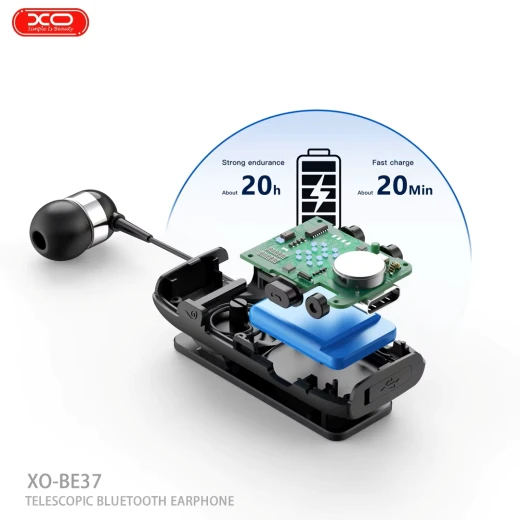 سماعة XO BE37 بلوتوث بتصميم مشبك – مع شاشة رقمية – باللون الأسود - إكس أو - Image 3