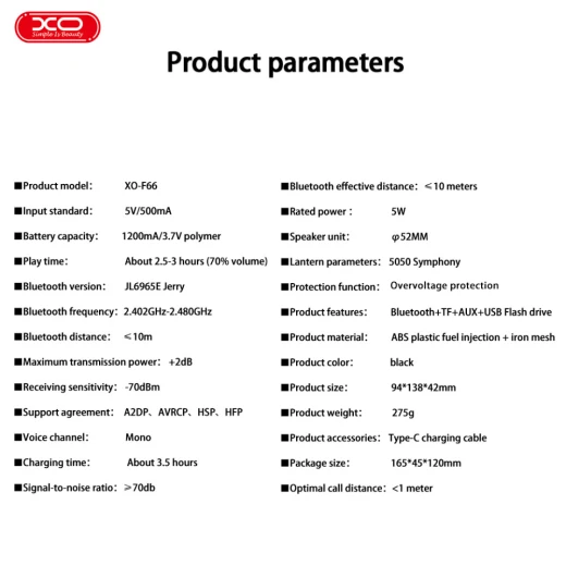 XO F66 Portable Bluetooth Speaker 5W Black - 5 Hour Battery - XO - Image 11