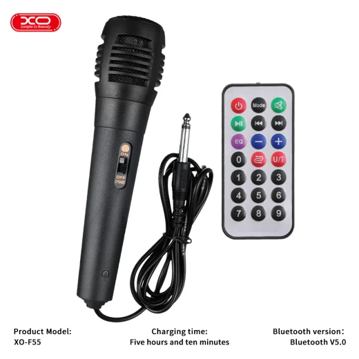 XO Karaoke System F55 Black: Wired Mic, Bluetooth, 20W Speaker - XO - Image 4