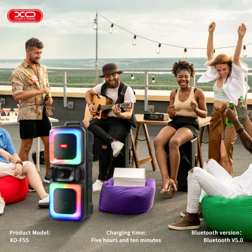 XO Karaoke System F55 Black: Wired Mic, Bluetooth, 20W Speaker - XO - Image 5