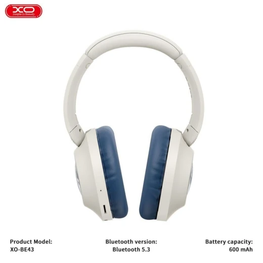 XO BE43 Foldable Stereo Wireless Headphones Blue - 30 Hour Playtime - XO - Image 3
