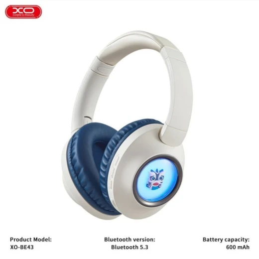 XO BE43 Foldable Stereo Wireless Headphones Blue - 30 Hour Playtime