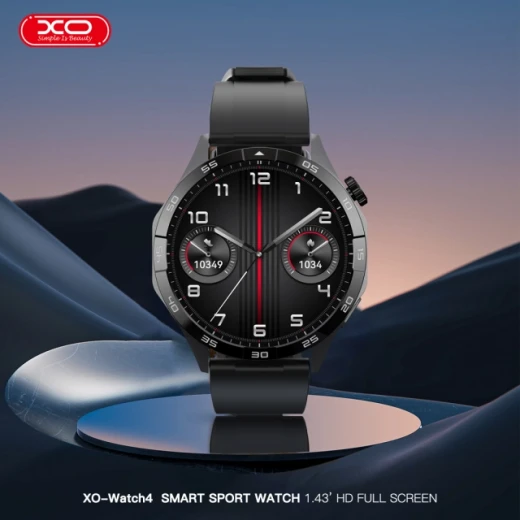 XO Watch4 AMOLED Smart Sports Call Watch Black 1.43" Screen
