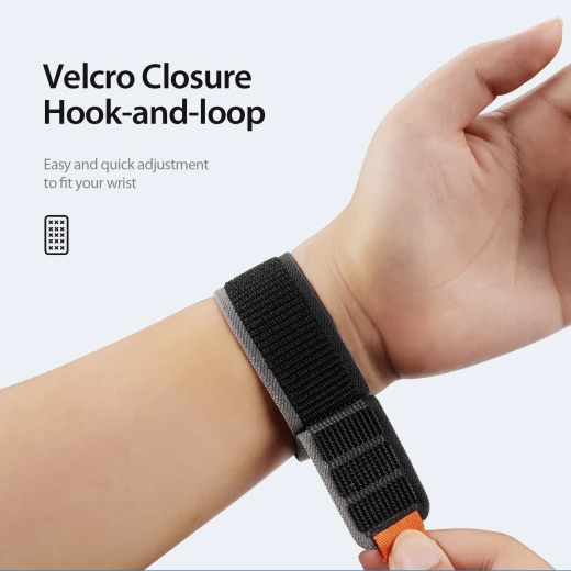 حزام DUXDUCIS Apple Watch Trail Loop أزرق/رمادي من النايلون المنسوج 42-49 ملم - Image 5
