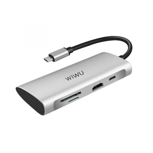 محول وي وو Alpha 7 في 1 USB-C A731HP - رمادي: محول متعدد المنافذ محول وي وو Alpha 7 في 1 USB-C A731HP - رمادي: محول متعدد المنافذ