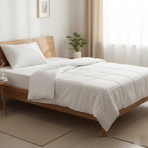طقم لحاف مفرد ونص – أبيض | لحاف 180×230 سم + شرشف سرير 100×200×30 سم + وجه مخدة طقم لحاف مفرد ونص – أبيض | لحاف 180×230 سم + شرشف سرير 100×200×30 سم + وجه مخدة