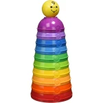 Fisher-Price Stack & Roll Cups, 10 Colorful Numbered Stacking & Nesting Cups with Rattle Ball, Baby Developmental Toy, Ages 6+ Months