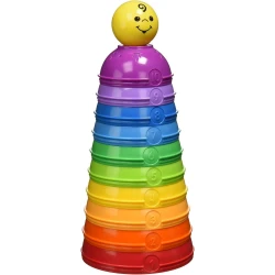 Fisher-Price Stack & Roll Cups, 10 Colorful Numbered Stacking & Nesting Cups with Rattle Ball, Baby Developmental Toy, Ages 6+ Months