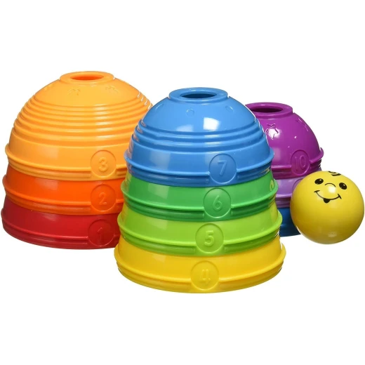Fisher-Price Stack & Roll Cups, 10 Colorful Numbered Stacking & Nesting Cups with Rattle Ball, Baby Developmental Toy, Ages 6+ Months - Image 10