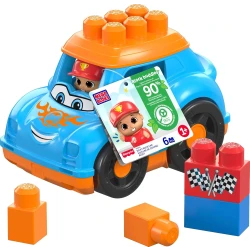 MEGA BLOKS Fisher-Price Toddler Building Blocks Toy Car, Ricky Race Car with 6 Pieces and Storage, 1 Figure, Blue, Gift Ideas for Kids Age 1+ Years, HKN41