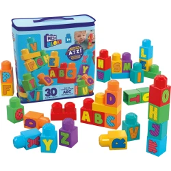 MEGA BLOKS - HRR60 - Learn the Alphabet - Building Block Set, 30 Pieces, Toy for Baby and Child 1-5 Years Old Mattel