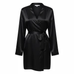 LILYSILK Women’s Plain Silk Robe, 22 Momme Charmeuse, Black, Medium Size, Luxurious Mulberry Silk - Lilysilk