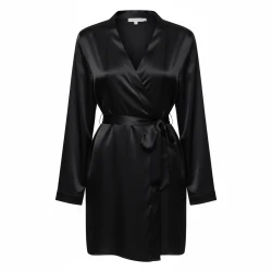 LILYSILK Women’s Plain Silk Robe, 22 Momme Charmeuse, Black, Medium Size, Luxurious Mulberry Silk