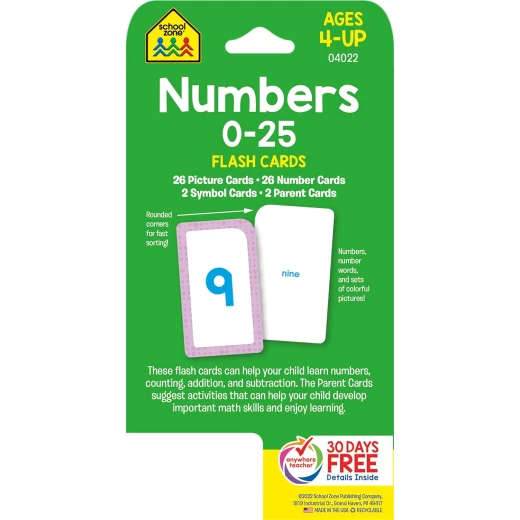 School Zone Numbers 0-25 Flash Cards: Toddler Math & Counting - School Zone - Image 2