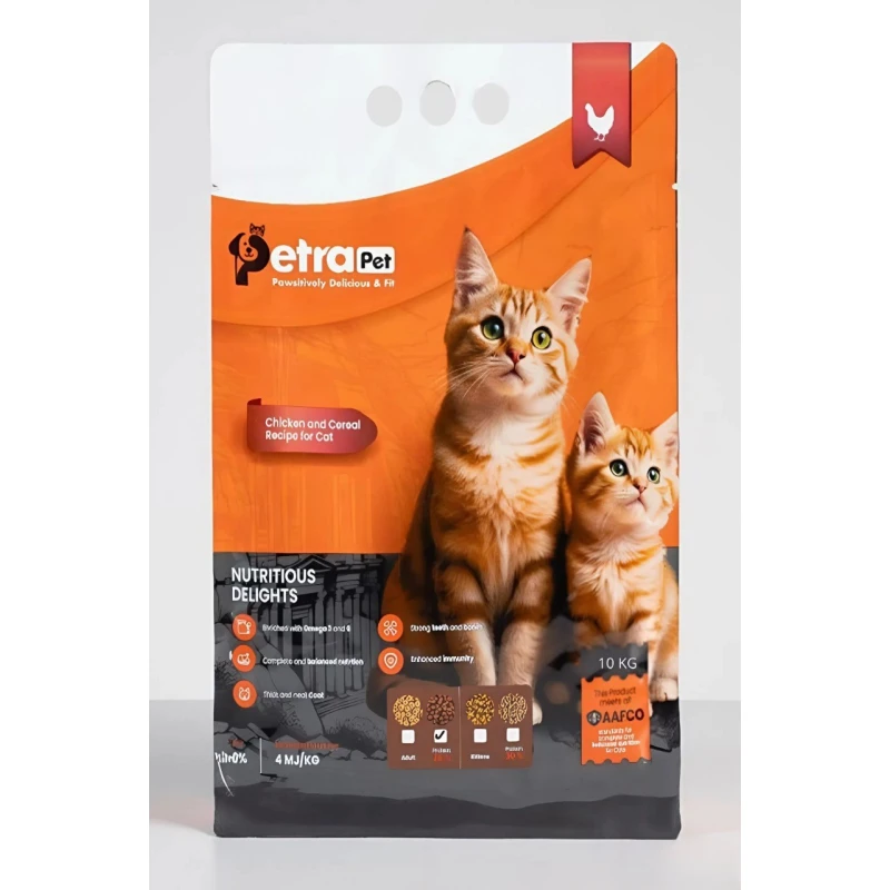 Petra Pet Dry Food for Kittens 10kg, Complete Nutrition, Rich in Omega 3 & 6, Strong Bones, Shiny Coat & Urinary Health Support - Petrapet