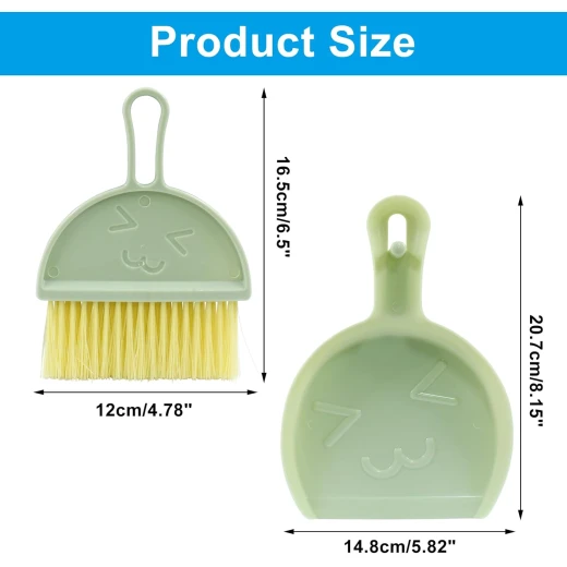 Mini DustPan with Brush Set, Small Broom and Hand Dustpan Set for Home Cleaning, Dust Pans and Broom Combo Set Hangable Whisk Broom for Table Countertop Sofa Keyboard and Pets(Green) - Image 5