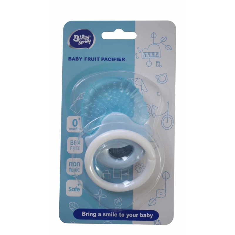Baby Spring Baby Fruit Pacifier 0+ Months, BPA Free, non toxic , Silicone Gum Massager, Light Blue