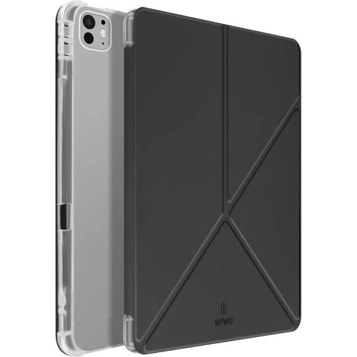 حافظة وي وو لجهاز iPad Pro مقاس 13 بوصة (إصدار 2024) باللون الأسود | GF-003 Classic III | تصميم نحيف مغناطيسي مصنوع من مواد PU وTPU مع حامل قلم، وزوايا عرض متعددة، ووظيفة الإيقاظ التلقائي وحماية كاملة للجهاز - وي وُو - Image 5