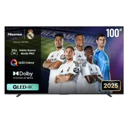 Hisense 100Q7Q 100 Inch QLED Gaming TV, Featuring a 144Hz Refresh Rate with VRR, Constructed with a Durable Material, Boasts HDR Support and Smart TV Functionality