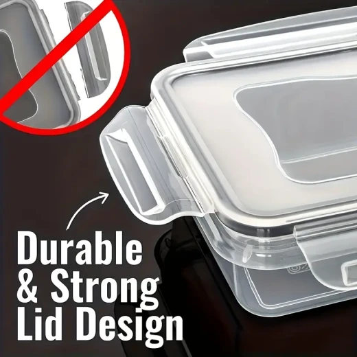 مجموعة 12 علبة تخزين طعام – بخمسة أحجام مختلفة مع أغطية محكمة الإغلاق من مادة PP لحفظ الفواكه والخضار والوجبات - Image 6