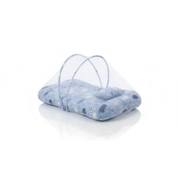 Baby Bed with Mosquito Net – Foldable Cotton Travel Crib, Safe Sleep for Infants, Portable and Lightweight, Blue