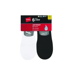 Hanes Men's Comfort Fit Sneaker Liner Socks 6 Pack White Black Assorted Lightweight