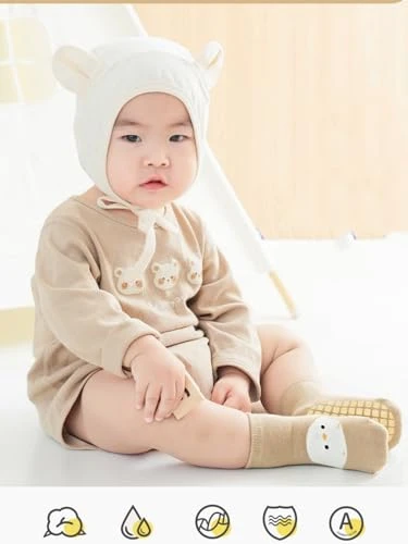Tot and Toe everyday grip socks cotton blend non-slip forest color fox design for ages 1 to 3 years - K store - Image 4