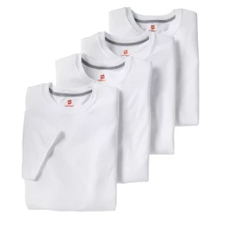 Hanes Ultimate Slim Fit Crew Neck T-Shirts 4 Pack White Moisture Wicking Undershirts