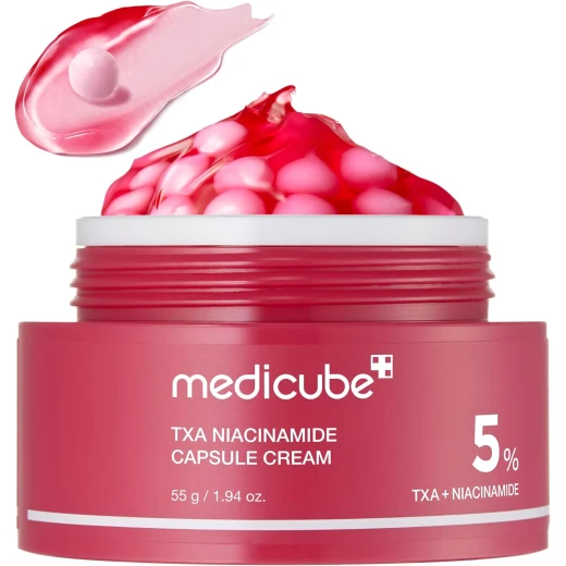 Medicube TXA+Niacinamide Capsule Cream | Dual Radiance Moisturizer, Ideal for Use After Spot Care | For Uneven Skin Tone, Texture & Hydration | 99% Pure Tranexamic Acid | Korean Skincare | 55g Medicube TXA+Niacinamide Capsule Cream | Dual Radiance Moisturizer, Ideal for Use After Spot Care | For Uneven Skin Tone, Texture & Hydration | 99% Pure Tranexamic Acid | Korean Skincare | 55g