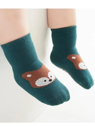 Tot and Toe everyday grip socks cotton blend non-slip forest color fox design for ages 1 to 3 years - K store - Image 6