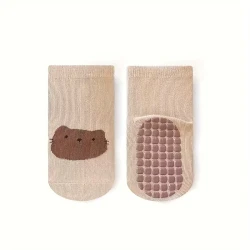 Tot and Toe everyday grip socks cotton blend non-slip forest color dog design for ages 1 to 3 years