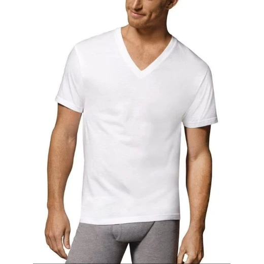 Hanes رجالي FreshIQ ComfortSoft قميص داخلي برقبة على شكل حرف V عبوة من 3 أبيض XL