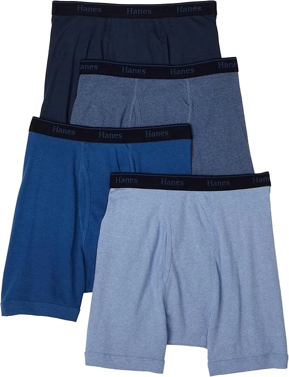 Hanes سراويل بوكسر كبيرة وطويلة للغاية، عبوة من 4 قطع، حزام خصر مكشوف، تقنية Fresh IQ 2xl - هانز