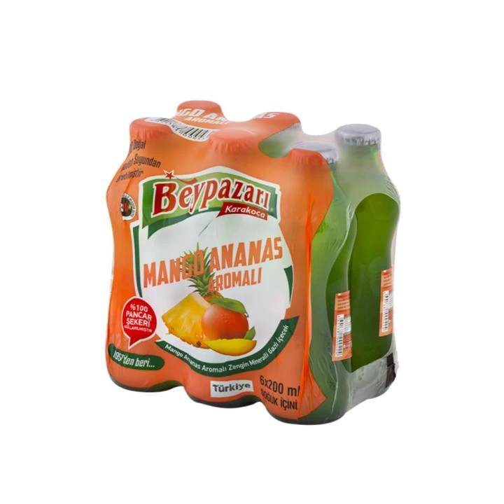 Beypazari Mango and Pineapple Flavored Mineral Water 200ml, Pack of 6 Bottles - Beypazari