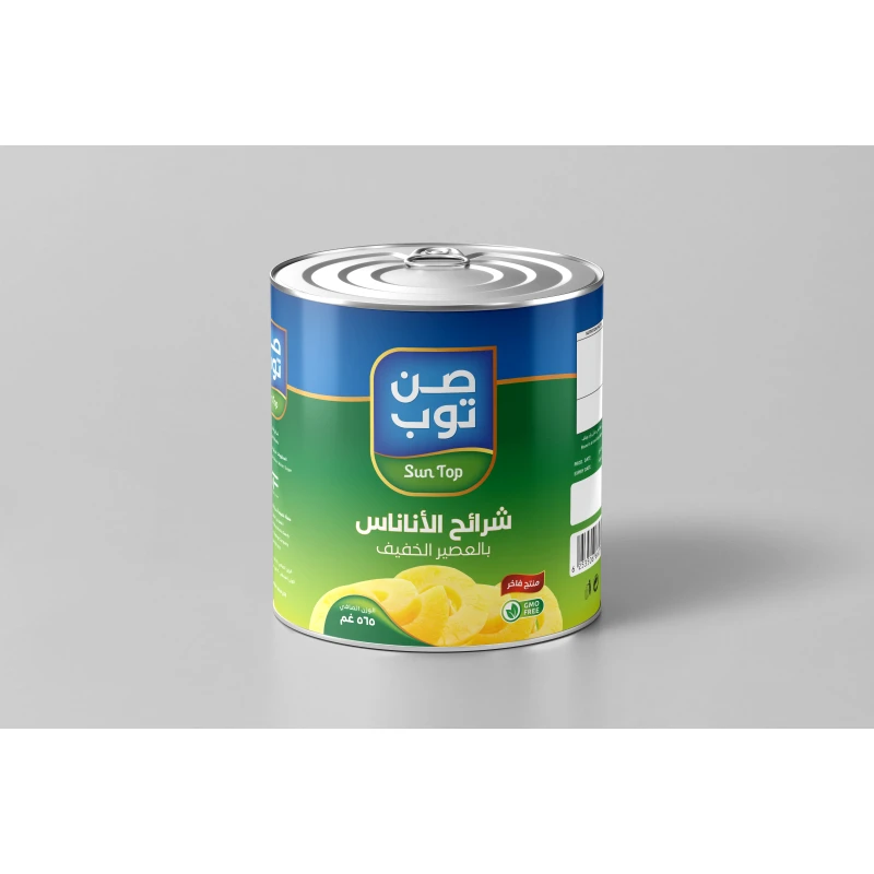 شرائح الاناناس بالعصير الخفيف صن توب 565 غم - صن توب
