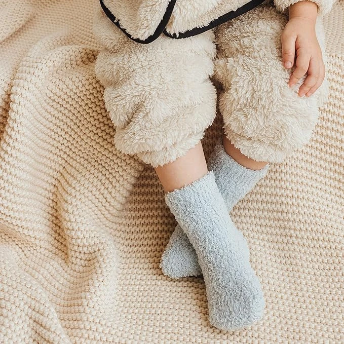 Comfily Soft and Cozy Socks for Kids 2-4 Years – Warm Winter Socks in Brown, Gray, White - K store