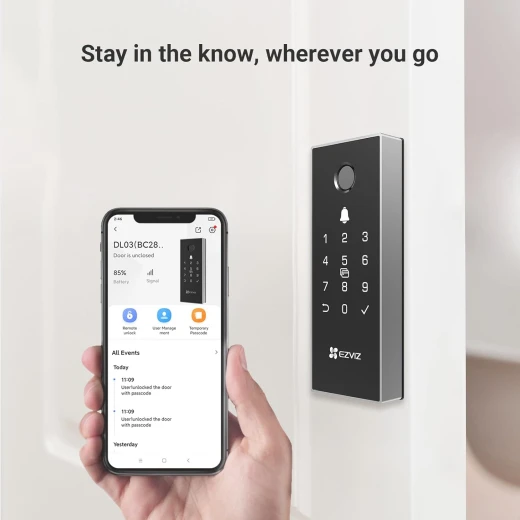 قفل الباب الذكي ازفيز CS-DL03- يدعم تقنية البلوتوث والواي فاي، إمكانية الدخول بدون مفتاح بطرق متعددة، تحكم عن بعد، تنبيهات ضد العبث، سهولة التركيب (DL03) - إزفيز - Image 6